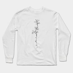 Minimalist  Line Art Cherry Blossom March Birth Flower Long Sleeve T-Shirt